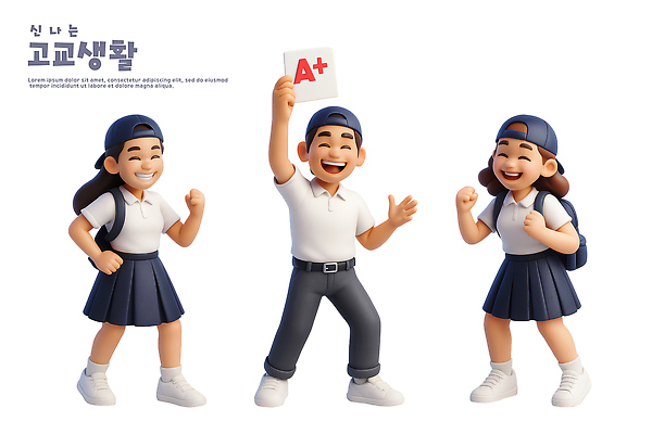 PSD 편집이미지 캐릭터 모자 학생 여학생 남학생 학교 성공 표정 친구 학습 기쁨 축하 에이플러스 편집3D 잡화 여자 교육 남자 감정 컨셉 관계 3D 점수 파일형식