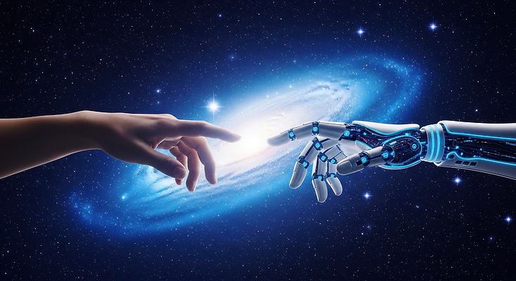 JPG 편집이미지 손 상징 과학 하늘 미래 기술 사람 우주 연결 로봇 은하 혁명 의료성형뷰티 AI_인공지능 이미지편집 AI컴퓨터그래픽 AI콘텐츠 컨셉 신체부위 파일형식