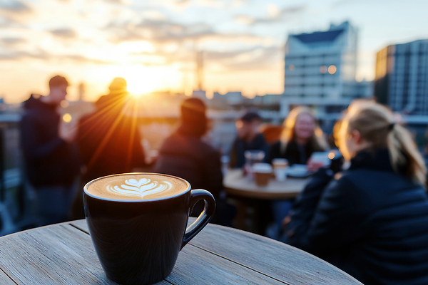 JPG 편집이미지 행복 커피 서울 따뜻함 대화 친구 일몰 카페 모임 마시기 발코니 분위기 즐거움 모던 의료성형뷰티 편집실사 AI포토 AI콘텐츠 감정 음료 컨셉 관계 모션 한국 말하기 노을 상점 CG 파일형식