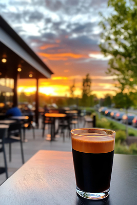 JPG 편집이미지 커피 음료 자연 휴식 풍경 야외 평화 노을 일몰 카페 발코니 도시 시간 분위기 저녁 편집실사 AI포토 AI콘텐츠 자연요소 컨셉 상점 야간 CG 생태계 파일형식