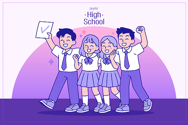 행복 교복 일러스트 청소년 성공 협력 고등학교 웃음 친구 학습 청춘 스쿨라이프 기쁨 시험 모임 에너지 축하 노력 긍정적 국내일러스트 AI파일 라이프스타일 옷 교육 감정 컨셉 학교 관계 표정 사람 파일형식 벡터