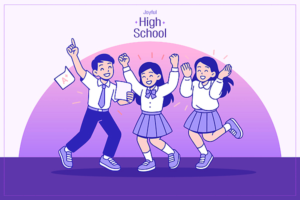 학생 교복 프로포즈 일러스트 모션 성공 고등학교 웃음 학습 스쿨라이프 파티 기쁨 축하 표현 결과 흥분 조화 긍정적 국내일러스트 AI파일 라이프스타일 옷 교육 감정 컨셉 학교 표정 이벤트 파일형식 벡터