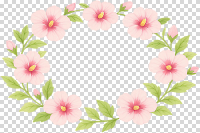 도형 식물 꽃 컬러 컨셉 생태계 파일형식 히비스커스 테두리 디자인 장식 원형 분홍색 초록색 자연 아기자기 상큼 백그라운드 뷰티풀 조화 편집이미지 PNG