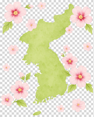 식물 계절 아시아 컬러 초록색 생태계 파일형식 한국 지도 꽃 디자인 백그라운드 그래픽 수채화 분홍색 연두색 여름 자연 뷰티풀 장식 그림 편집이미지 PNG