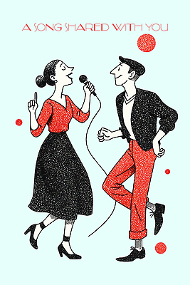 PSD 패션 감정 예술 음악 컬러 백그라운드 일러스트 노래 두명 그래픽 파티 공연 에너지 표현 춤 마이크 즐거움 모던 소통 스타일 상호작용 국내일러스트 음향기기 컨셉 문화예술 사람 이벤트 파일형식