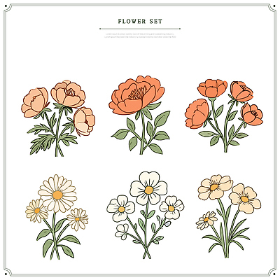 모양 식물 디자인 꽃 예술 컬러 일러스트 자연 연꽃 그래픽 장식 세트 감각 원예 데이지 조화 뷰티풀 국내일러스트 AI파일 취미 생태계 파일형식 벡터