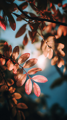 JPG 식물 편집이미지 백그라운드 자연 생명 나뭇잎 조명 풍경 근접촬영 빨간색 햇빛 가을 뷰티풀 편집실사 AI포토 AI콘텐츠 계절 뷰포인트 컬러 잎 태양 CG 생태계 파일형식