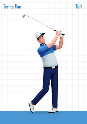 PSD 편집이미지 캐릭터 남자 스포츠 포즈 골프 신체 모션 취미 야외 그래픽 운동 스윙 스타일 편집3D 건강 사람 3D 구기 파일형식