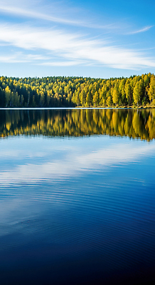 JPG 편집이미지 호수 물결 자연 풍경 반사 환경 고요 숲 생태계 조화 오후 청명 차분 편집실사 AI포토 AI콘텐츠 컨셉 CG 파일형식