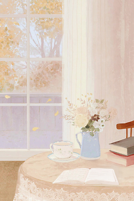 JPG 꽃 예술 일러스트 자연 탁자 나뭇잎 잔 주택 따뜻함 풍경 책 인테리어 햇빛 가을 분위기 차 편안함 창가 이미지 조화 오후 국내일러스트 AI일러스트 AI콘텐츠 식물 식기 디자인 계절 음료 가구 컨셉 잎 창문 건물 태양 감각 생태계 파일형식