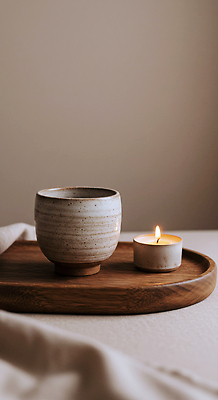 JPG 편집이미지 겨울 촛불 탁자 따뜻함 인테리어 전시 도자기 분위기 차 편안함 오브젝트 편집실사 AI포토 AI콘텐츠 디자인 계절 음료 가구 컨셉 초 감각 CG 파일형식