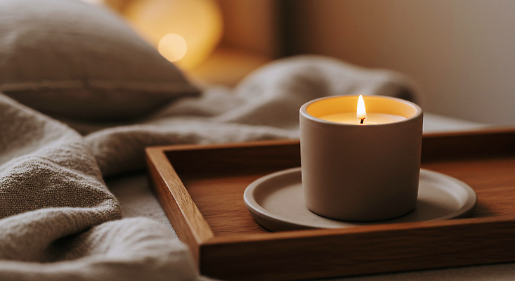 JPG 편집이미지 디자인 촛불 베개 탁자 조명 주택 실내 인테리어 분위기 편안함 담요 오브젝트 편집실사 AI포토 AI콘텐츠 가구 컨셉 초 침구 내부 건물 감각 CG 파일형식