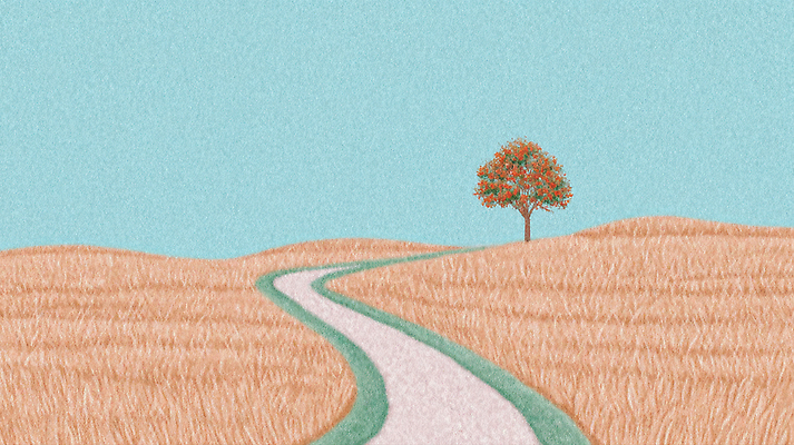 JPG 나무 길 여유 일러스트 자연 하늘 풍경 잔디 초원 파란색 농장 평화 가을 시골 고독 뷰티풀 풍경화 국내일러스트 AI일러스트 AI콘텐츠 식물 계절 감정 컬러 컨셉 농업 그림 생태계 파일형식