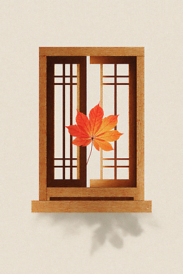 JPG 나무 전통 디자인 감정 문화 예술 컬러 단풍 잎 일러스트 창문 자연 한국 창조 풍경 빛 갈색 고요 가을 뷰티풀 국내일러스트 AI일러스트 AI콘텐츠 식물 계절 아시아 생태계 파일형식