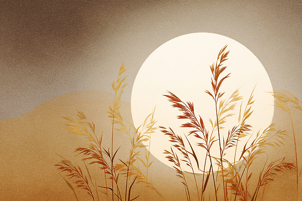 JPG 감정 실루엣 여유 일러스트 자연 하늘 바람 나뭇잎 갈대 풍경 평화 고요 일몰 저녁 달빛 조화 뷰티풀 국내일러스트 AI일러스트 AI콘텐츠 자연요소 식물 컨셉 잎 날씨 촬영기법 노을 달 야간 생태계 파일형식