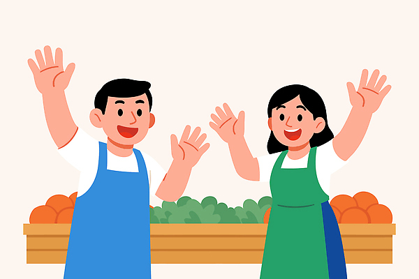 채소 일러스트 아침 건강 미소 웃음 여러명 농작물 판매 상점 식사 활발 신선 시장 고객 에코 친환경 지역 지원금 국내일러스트 민생지원금 민생회복소비쿠폰 AI파일 주간 다수 컨셉 농업 표정 사람 환경 정부정책 지원 파일형식 벡터