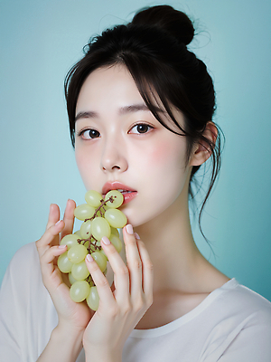 JPG 편집이미지 손 여자 패션 음식 백그라운드 과일 자연 포도 조명 표정 미소 청춘 촉촉함 뷰티풀 의료성형뷰티 스타일 편집실사 AI포토 AI인물포토 AI콘텐츠 컨셉 사람 신체부위 젖음 CG 생태계 파일형식