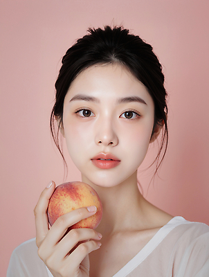 JPG 편집이미지 여자 분홍색 백그라운드 미소 사람 청춘 촬영 매력적 치아 피부 복숭아 뷰티풀 의료성형뷰티 편집실사 AI포토 AI인물포토 AI콘텐츠 컬러 컨셉 과일 표정 신체부위 소화기관 CG 파일형식