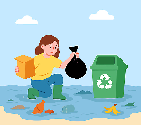 바다 일러스트 모션 자연 협력 해변 운동 마을 자연보호 재활용 쓰레기통 보호 청소 에코 생태계 공동체 쓰레기줍기 해양쓰레기 국내일러스트 AI파일 컨셉 건강 환경 쓰레기 친환경 파일형식 벡터 줍기