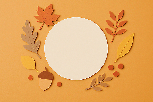 JPG 편집이미지 디자인 컬러 백그라운드 자연 나뭇잎 장식 주황색 가을 원형 감각 오브젝트 준비 소재 조화 편집실사 AI포토 AI콘텐츠 도형 계절 잎 CG 생태계 파일형식