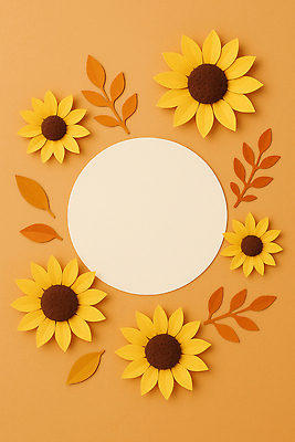 JPG 편집이미지 디자인 꽃 컬러 백그라운드 해바라기 따뜻함 장식 노란색 공간 가을 원형 만들기 수공예 아기자기 편집실사 AI포토 AI콘텐츠 도형 식물 계절 컨셉 모션 공예 CG 파일형식