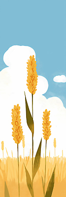 JPG 식물 농업 일러스트 자연 생명 바람 날씨 풍경 초원 여름 농작물 햇빛 금색 성장 생태계 흰구름 국내일러스트 AI일러스트 AI콘텐츠 자연요소 계절 산업 컬러 태양 파일형식 구름_자연