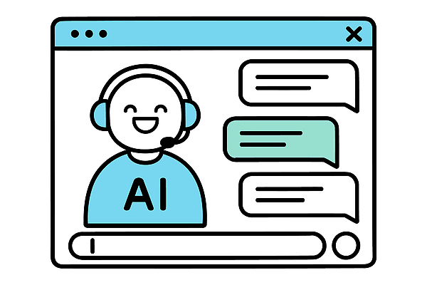 디자인 일러스트 기술 대화 그래픽 홈페이지 헤드셋 상담원 질문 시스템 온라인 소통 답변 인터페이스 지원 채팅 상호작용 AI_인공지능 국내일러스트 AI파일 음향기기 컨셉 말하기 헤드폰 사무원 파일형식 벡터