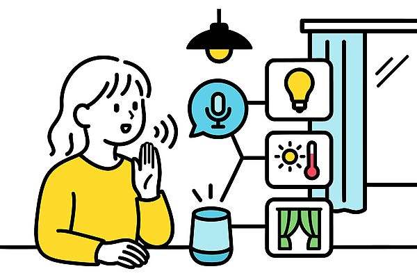 여자 일러스트 기술 대화 전자제품 편리함 스마트홈 음성인식 AI_인공지능 국내일러스트 AI파일 컨셉 말하기 사람 생체인식기술 파일형식 벡터