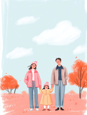 JPG 나무 옷 행복 길 어린이 컬러 여행 단풍 일러스트 가족 자연 하늘 웃음 풍경 부모 손잡기 산책 가을 시골 외출 국내일러스트 AI일러스트 AI콘텐츠 식물 계절 감정 잎 관계 모션 휴식 표정 사람 생태계 파일형식