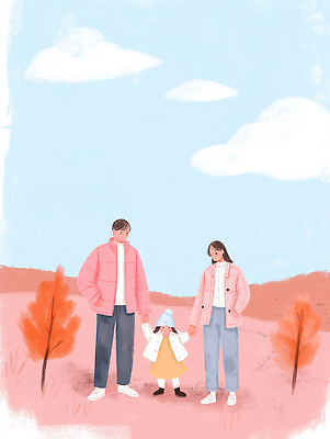 JPG 행복 어린이 단풍 겨울 일러스트 가족 모션 자연 하늘 날씨 따뜻함 풍경 초원 부모 소풍 외투 가을 색감 국내일러스트 AI일러스트 AI콘텐츠 계절 감정 상의 잎 관계 사람 야외활동 생태계 파일형식