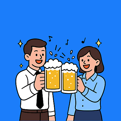 여자 기념일 남자 행복 감정 음료 백그라운드 일러스트 맥주 대화 웃음 친구 파티 모임 축하 건배 소통 친목 덕담 밝은색 국내일러스트 AI파일 컨셉 관계 주류 표정 말하기 사람 이벤트 파일형식 벡터