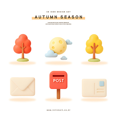 PSD 나무 구름 편집이미지 디자인 컬러 그래픽 세트 3D 디지털 달 가을 표현 우편물 창의성 편집3D 자연요소 식물 계절 디지털합성 파일형식