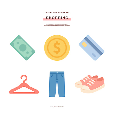 디자인 옷 신발 돈 일러스트 그래픽 쇼핑 세트 상점 동전 신용카드 소비 구매 국내일러스트 AI파일 금융 재산 파일형식 벡터
