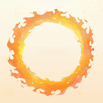 JPG 디자인 예술 컬러 백그라운드 일러스트 추상 불꽃 아이디어 따뜻함 밝음 주황색 원형 화려 고리 모던 그림 열정 감성 국내일러스트 AI일러스트 AI콘텐츠 도형 감정 컨셉 무늬 불 파일형식