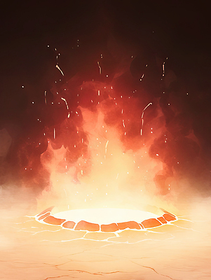 JPG 지구 일러스트 자연 불꽃 풍경 어둠 흙 에너지 오픈 동굴 신비 화산 분출 물질 발열 현기증 현상 국내일러스트 AI일러스트 AI콘텐츠 컨셉 불 산 생태계 증상 파일형식