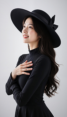 JPG 모델 편집이미지 모자 헤어스타일 여자 패션 감정 포즈 미소 뷰티 사진촬영 자신감 우아함 프로필 의료성형뷰티 편집실사 AI포토 AI인물포토 AI콘텐츠 잡화 컨셉 표정 사람 촬영 CG 파일형식