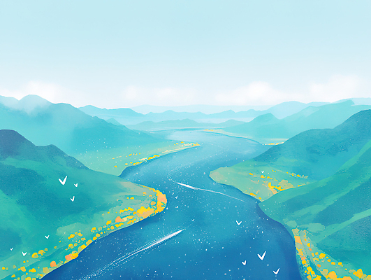 JPG 여행 일러스트 자연 산 풍경 물 여름 강 평화 탐험 수확 생태계 조용 뷰티풀 산맥 국내일러스트 AI일러스트 AI콘텐츠 자연요소 계절 컨셉 농업 파일형식