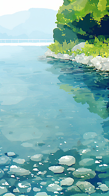 JPG 그릇 호수 여유 물결 컬러 일러스트 자연 산 풍경 여름 반사 평화 환경 소리 고요 흐름 조약돌 수면 생태계 국내일러스트 AI일러스트 AI콘텐츠 식기 계절 감정 컨셉 물 돌_바위 파일형식