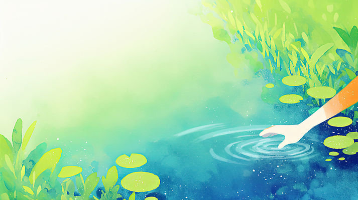 JPG 식물 손 물결 잎 일러스트 자연 생명 물 여름 파란색 햇빛 평화 환경 소리 연못 체험 감각 생태계 뷰티풀 순간 국내일러스트 AI일러스트 AI콘텐츠 자연요소 계절 컬러 컨셉 신체부위 태양 파일형식