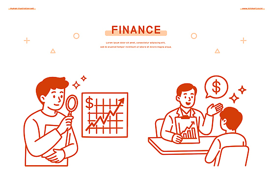 일러스트 그래프 실험 대화 금융 자료 정보 성장 시장 계획 분석 상담 투자 전략 수익 세미나 안정성 재정 조언 투자자 국내일러스트 AI파일 컨셉 비즈니스 말하기 경제 파일형식 벡터