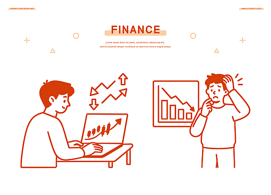 무료이미지 남자 일러스트 통계 그래프 실험 금융 컴퓨터 성장 변화 시장 재산 계획 위험 분석 고민 투자 통화 전략 수익 재정 국내일러스트 AI파일 감정 컨셉 비즈니스 모션 사람 경제 전자제품 파일형식 벡터 무료콘텐츠