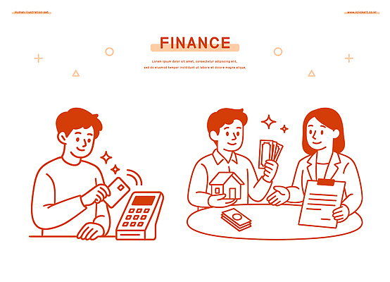 여자 남자 돈 일러스트 비즈니스 주택 금융 경제 거래 상담 투자 계약서 보험 대출 카드결제 국내일러스트 AI파일 사람 건물 재산 결제 파일형식 벡터