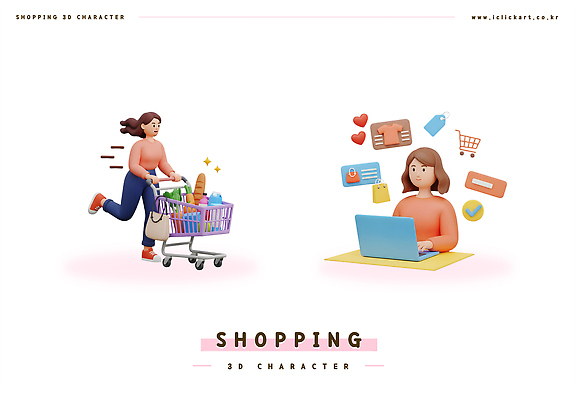 PSD 편집이미지 캐릭터 여자 인터넷 모션 쇼핑 컴퓨터 소비 구매 쇼핑몰 장바구니 즐거움 마트 온라인 편집3D 감정 사람 전자제품 3D 바구니 상점 파일형식