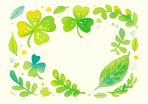 JPG 식물 디자인 백그라운드 잎 패턴 일러스트 자연 수채화 미술 장식 초록색 원형 클로버 편안함 그림 화사함 조화 색감 생동감 국내일러스트 AI일러스트 AI콘텐츠 도형 컬러 컨셉 무늬 문화예술 감각 생태계 파일형식