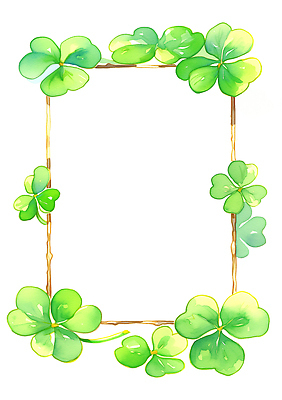 JPG 식물 디자인 행복 예술 백그라운드 일러스트 자연 생명 프레임 그래픽 장식 초록색 여름 인테리어 클로버 그림 조화 싱그러움 창의성 국내일러스트 AI일러스트 AI콘텐츠 계절 감정 컬러 생태계 파일형식