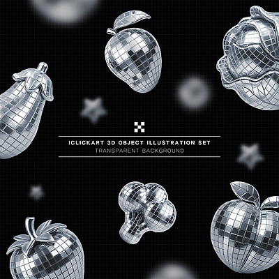 모양 PSD 편집이미지 디자인 예술 백그라운드 채소 과일 공 그래픽 세트 3D 투명 모던 디스코 편집3D 음악 춤 디지털합성 파일형식