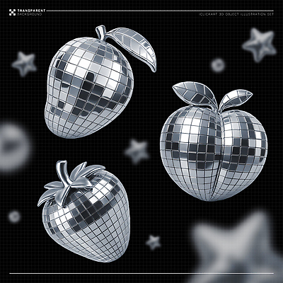 모양 PSD 편집이미지 디자인 별 조각 과일 장식 거울 배열 입체 효과 편집3D 자연요소 3D 파일형식