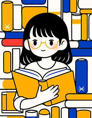 JPG 컬러 백그라운드 일러스트 책장 소녀 취미 책 학습 독서 정보 시간 도서관 편안함 집중 읽기 즐거움 호기심 지적 국내일러스트 AI일러스트 AI콘텐츠 여자 교육 감정 어린이 가구 컨셉 모션 감각 파일형식