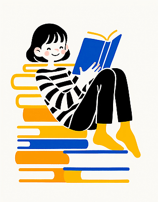 JPG 행복 어린이 컬러 일러스트 책장 소녀 취미 책 소파 독서 평화 편안함 집중 즐거움 직사각형 창의력 책더미 국내일러스트 AI일러스트 AI콘텐츠 도형 여자 감정 가구 컨셉 의자 사람 감각 무더기 파일형식