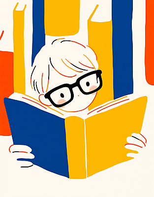 JPG 헤어스타일 교육 안경 어린이 일러스트 모션 책 학습 독서 교양 도서관 즐거움 호기심 페이지 그림책 상상력 색채 국내일러스트 AI일러스트 AI콘텐츠 잡화 감정 컨셉 사람 파일형식